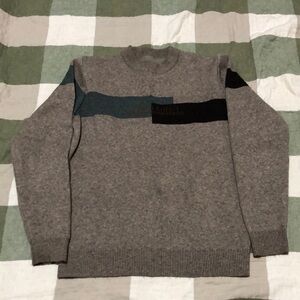 CHAPS! PECAN BROWN HERRINGBONE KNIT CREW NECK SWEATER! SZ L